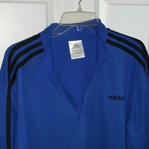 Men’s Adidas 1/2 Zip Pullover. Blue with black accents. Large